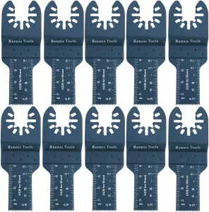 Rennie Tools Pack Of 10 x 20mm Wide Oscillating Multi Tool Blades Set For Wood & Plastic. Universal Fit Multitool Blades