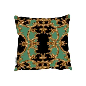 Cushions - Black & Green Baroque (Cushion) / 60cm x 60cm