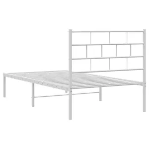 Berkfield Metal Bed Frame with Headboard White 107x203 cm