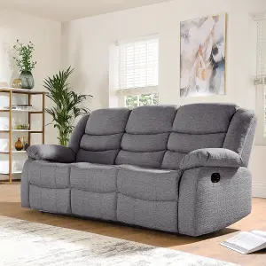 Milano Grey Linien Recliner Sofa 3 Seater