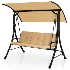 Costway Garden Patio Swing Chair 2 Seater Hammock Bench w/ Adjustable Polyester Canopy