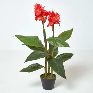 Homescapes Artificial Canna Lily Plant, 90 cm Tall