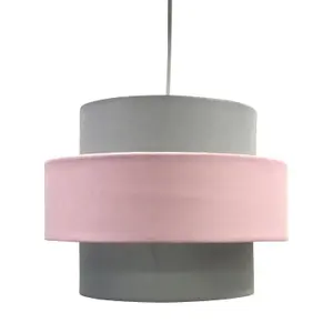 First Choice Lighting Pair of Pink and Grey Two Tier Light Shades