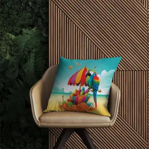 Parrot On A Beach Holiday Outdoor Cushion 60cm x 60cm