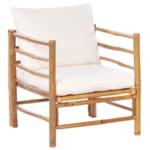 Garden Armchair CERRETO Bamboo Wood Off-White