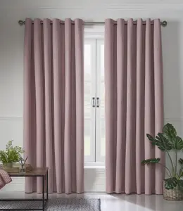 Linen Look Eyelet Ring Top Blackout Curtains Blush 229cm x 183cm