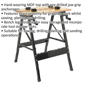 Versatile Folding Portable Workbench with 235mm Jaw Grips for DIY and Professional Use