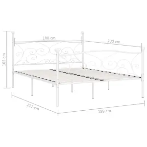 Berkfield Bed Frame with Slatted Base White Metal 180x200 cm 6FT Super King