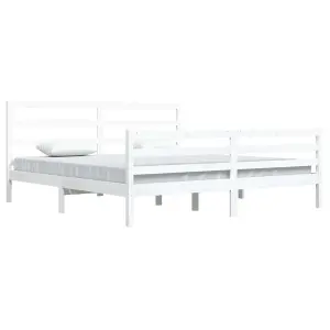 Berkfield Bed Frame White Solid Wood Pine 200x200 cm