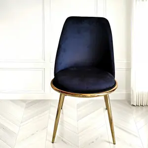 2x Riviera Black Luxury Velvet Dining Chairs With Gold Legs