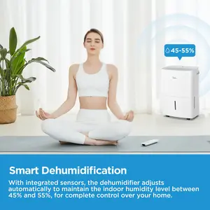 Midea 20L/Day Electric Laundry Dehumidifier for home 52m² removes Mould Damp Odour - Low energy