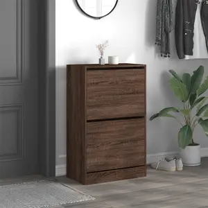 Berkfield Shoe Cabinet Brown Oak 60x34x96.5 cm Engineered Wood