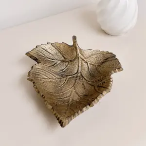 Melody Maison Rustic Bronze Leaf Trinket Tray Dish