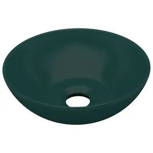 Berkfield Bathroom Sink Ceramic Dark Green Round