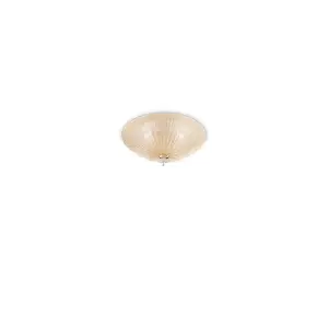 Luminosa Shell  4 Light Indoor Flush Wall / Ceiling Light Gold with Amber Glass, E27