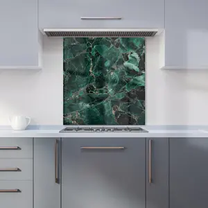 Green Quartz Effect Premium Glass Kitchen Splashback W900mm x H650mm