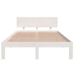 Berkfield Bed Frame White Solid Wood Pine 120x200 cm