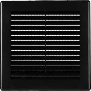 AirTech-UK Air Vent Grille Wall Ducting Plastic Cover Ventilation with Fly Screen/Mesh Black- 180x250mm