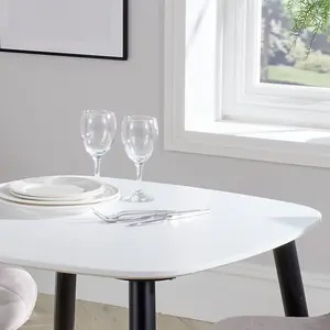 Core Products Aspen White 80cm Square Dining Table with 2 Grey Fabric Straight Stitch Design Chairs