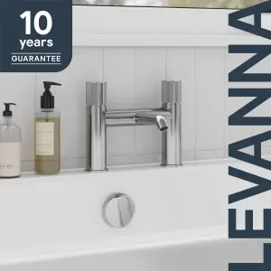 GoodHome Levanna Gloss Chrome effect Deck-mounted Manual Double Bath Filler Tap