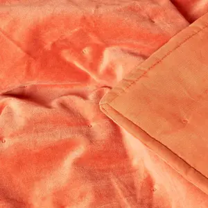 Homescapes Burnt Orange Velvet Quilted Throw, 125 x 150 cm