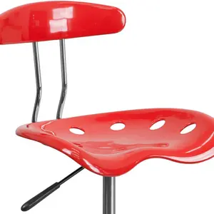 Vibrant Chrome Drafting Stool with Tractor Seat Cherry Tomato