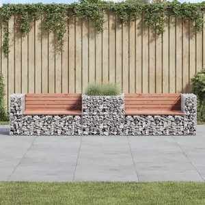 Berkfield Garden Bench with Gabion Basket Solid Wood Douglas