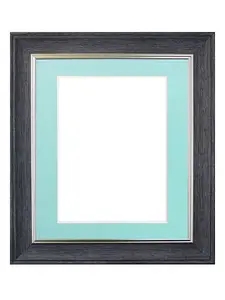 Scandi Charcoal Grey Frame with Blue Mount for Image Size 12 x 10 Inch