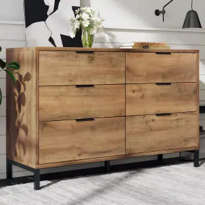 Wooden Sideboard Cabinet for Living Room, Modern Chest of Drawers with 6 drawers for Bedroom Console Table for Living Room