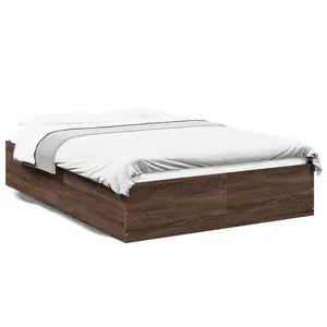 Berkfield Bed Frame without Mattress Brown Oak 135x190 cm Double