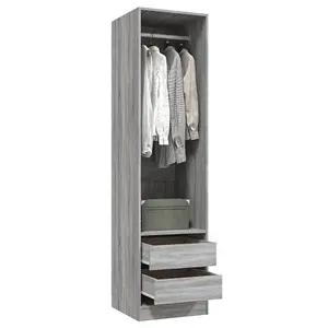 Wardrobe with Drawers Grey Sonoma 50x50x200 cm Engineered Wood