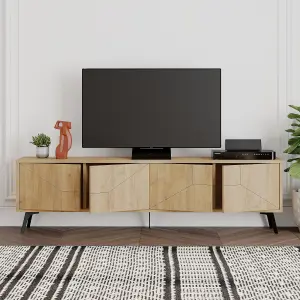 Decortie Dune Modern TV Unit Multimedia Centre Oak with Storage TV Cabinet 180cm