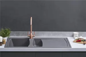 Liquida AR15GR 1.5 Bowl Composite Reversible Inset Grey Kitchen Sink With Waste