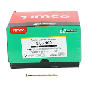 Timco - C2 Strong-Fix Multi-Purpose Premium Screws - Industry Pack - PZ - Double Countersunk- Yellow(Size 5.0 x 100 - 1000 Pieces)