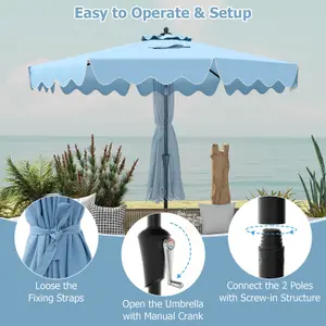 Costway 9 FT Patio Umbrella Outdoor Heavy-Duty 2-Tier Market Table Umbrella