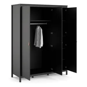 Barcelona Wardrobe with 3 doors in Matt Black