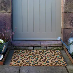 Multi Colour Leopard Print Doormat (90 x 60cm)