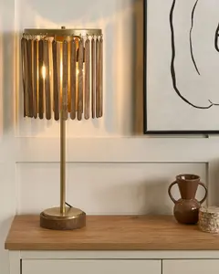 Mango Wood Table Lamp Dark and Brass SABARI