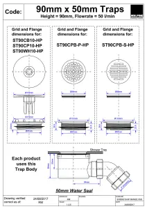 McAlpine ST90CPB-S-HP 90mm x 50mm Water Seal Shower Trap with 2" Universal Outlet High-Flow High-Performance Trap