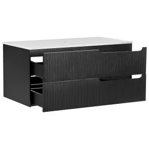 Bathroom Wall Mounted Cabinet 100 x 52 cm Black QUINTELA