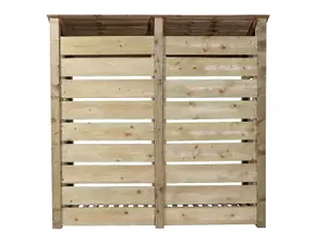 Slatted wooden log store W-187cm, H-180cm, D-88cm - natural (light green) finish