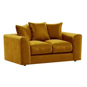 Brooklyn Plush Velvet Fibre Fabric Sofa Set 3 and 2 Seater sofa Gold