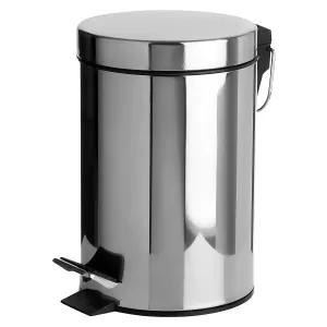 30L Stainless Steel Pedal Bin Silver Rubbish Bin for Kitchen, Bathroom & Toilet