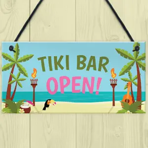 Red Ocean Welcome Tiki Bar Signs Novelty Bar Decor Gifts Hanging Signs For Home Bar Garden Bar Gifts