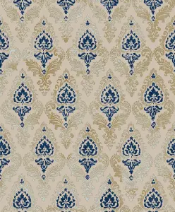 Galerie Italian Classics 4 Blue Gold Damasco Embossed Wallpaper