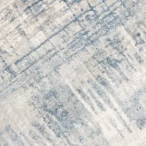 Silver Blue Distressed Abstract Area Rug 200x290cm