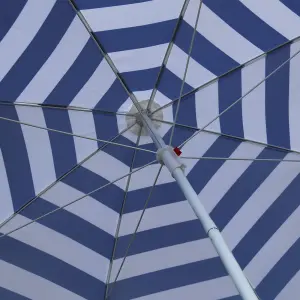 SunDaze 1.8M Blue-White Beach Parasol Outdoor Garden Patio Umbrella Sunshade UV Protection