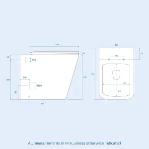 Nes Home Modern D Shape Back To Wall WC Toilet and Concealed Cistern Tank