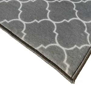 GoodHome Bromberg Grey & white Geometric Large Rug, (L)120cm x (W)80cm