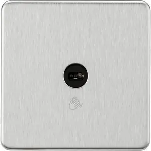 Knightsbridge Screwless Single Touchless Light Switch 1 Gang 1-Way 230V Brushed Chrome - SFTS1BC